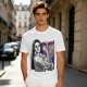 Olive T-shirt with vintage woman flexing arm graphic print
