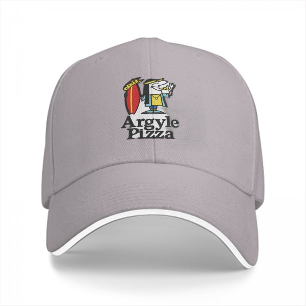 Black Baseball Cap with Argyle Pizza Cartoon Logo
