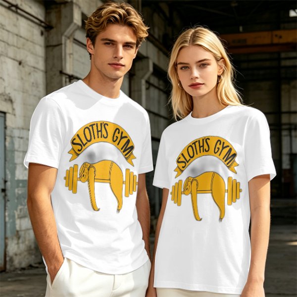 Sloth's Gym T-Shirt with Funny Lifting Sloth Graphic