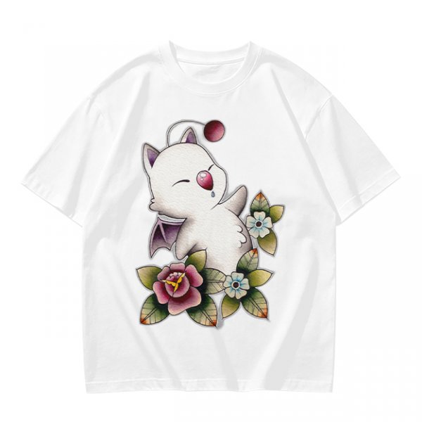 Olive T-Shirt Featuring Cute Fantasy Creature and Floral Art