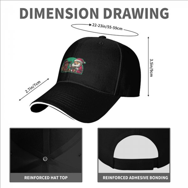 Black baseball cap with Santa and turkey Thanksgiving Christmas design