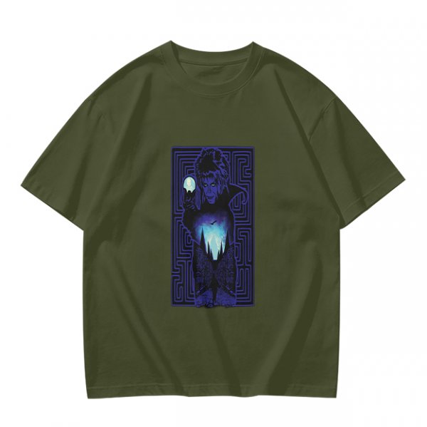 Olive T-Shirt With Mystical Maze Sorcerer Graphic Print
