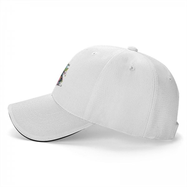 Black Baseball Cap With Whimsical Colorful Artwork Print