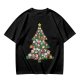 Olive T-Shirt With Cute Cat Christmas Tree Holiday Print
