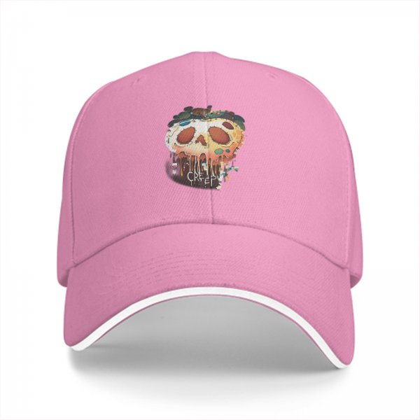 Black Baseball Cap With Melting Skull Creepy Graphic
