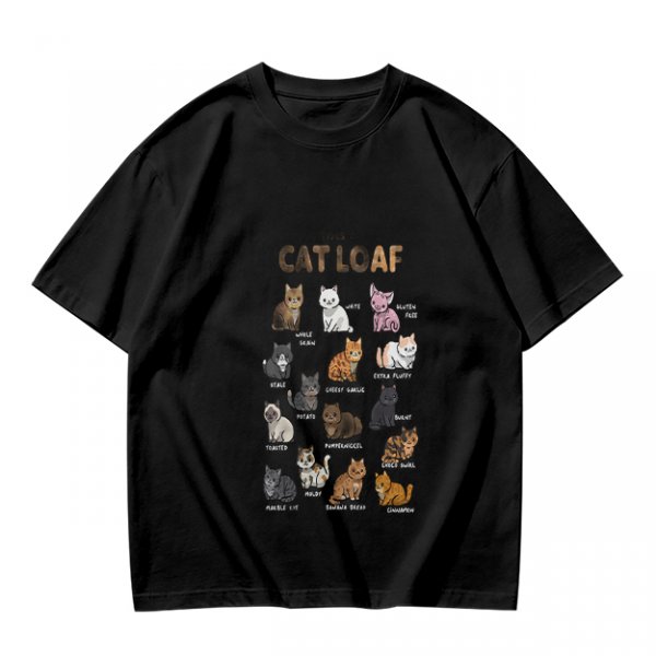 Olive T-Shirt With Cat Loaf Breeds Graphic Print