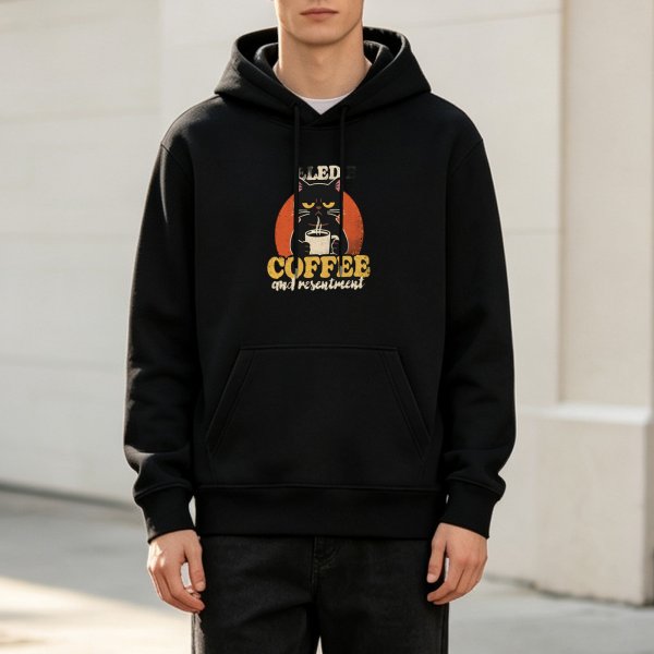 Black Cat Coffee and Resentment Graphic Hoodie
