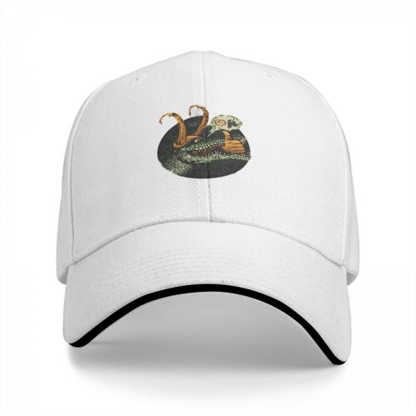 Black baseball cap with alligator Loki giving a thumbs up