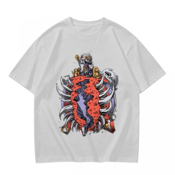 Olive T-Shirt with Dark Fantasy Monster Skeleton Art Print