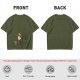 Olive Green T-Shirt with Smiling Boy in Yellow Hat Graphic