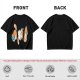 Olive T-Shirt With Playful Orange Cat Illustrations