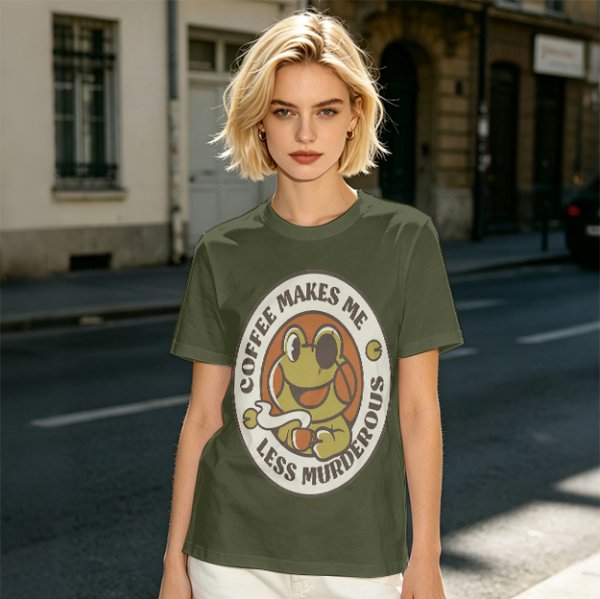 Coffee Makes Me Less Murderous Frog Graphic T-Shirt