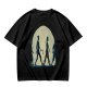 Olive T-shirt with Walking Silhouettes Under a Large Moon
