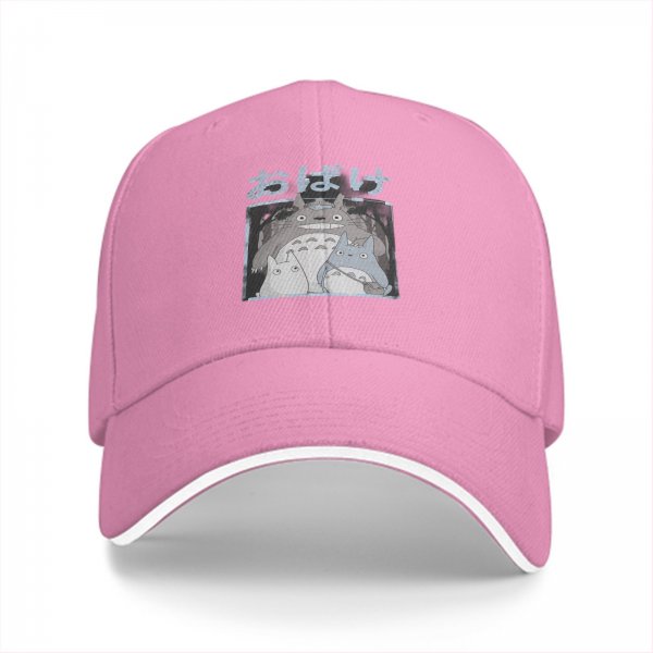 Black baseball cap with Totoro forest spirit graphic and Japanese text