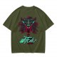 Olive T-Shirt With Cyberpunk Witcher Wolf Emblem Print