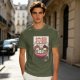 Olive T-Shirt With Cute Ramen Cat Bowl Graphic Print