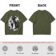 Olive T-Shirt With Western Gunslinger Crow And Roses Graphic