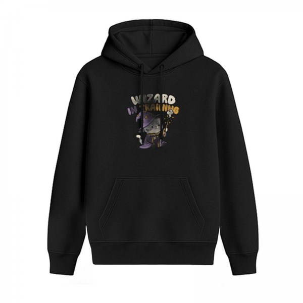 Wizard In Training Cat Graphic Black Hoodie