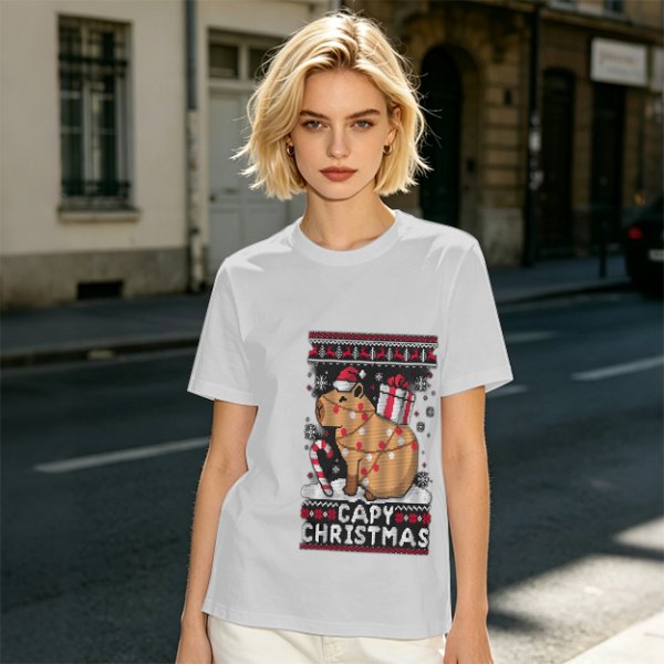 Capy Christmas Ugly Christmas Sweater Style T-Shirt