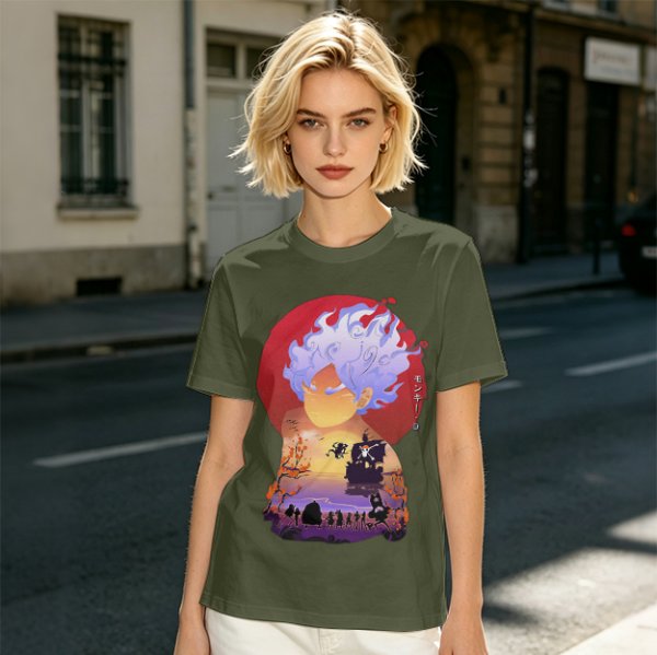 Anime Gear 5 Character Graphic T-Shirt With Sunset Scene