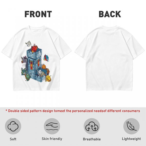 Olive T-Shirt With Fantasy Dice Castle Graphic Design