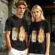 Olive T-Shirt With Cute Roasted Marshmallow And Fire Graphic