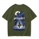 Olive T-Shirt With Magical Fantasy Creature Silhouette Art Print
