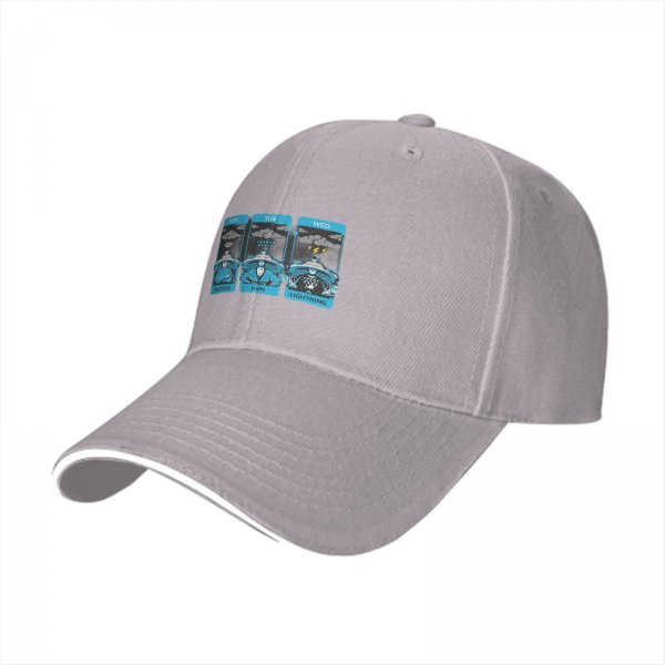 Black Baseball Cap With Thunder Rain Lightning Tarot Card Style Print