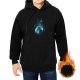 Black hoodie with dark forest cat silhouette graphic print