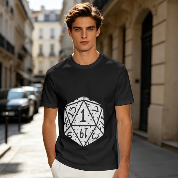 Olive T-Shirt With D20 Nat 1 Critical Fail Print