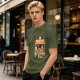 Olive T-Shirt With Cute Cats Doing Laundry Graphic