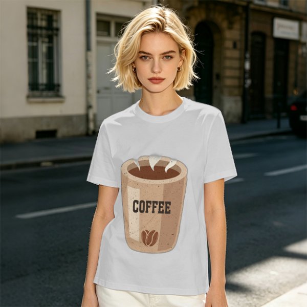 Olive Green T-Shirt With Coffee Cup Graphic Print