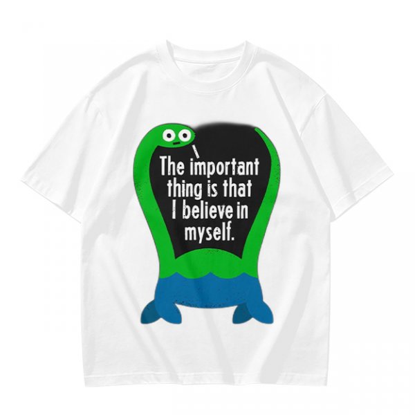 Olive T-Shirt With Dinosaur Graphic And Self Belief Text