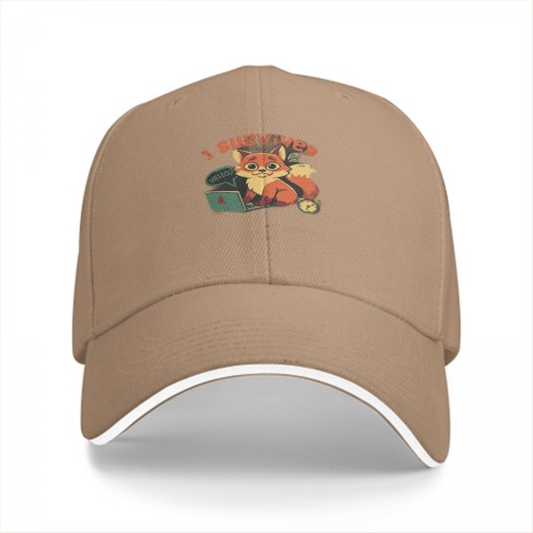 I Survived Stressed Fox Working On Laptop Graphic Baseball Cap