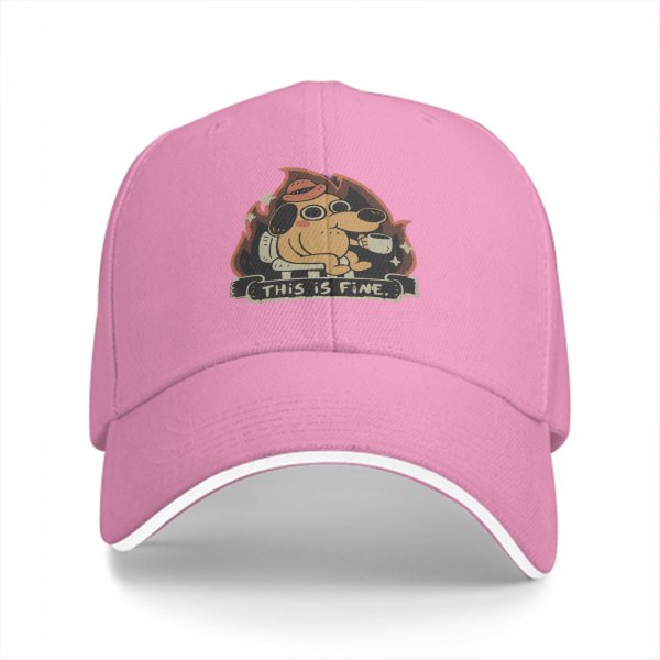Black Baseball Cap Featuring This Is Fine Meme Dog Art