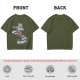 Olive graphic tee with raccoon driving car and 'Way to make bad decisions' text