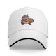 Black baseball cap with raccoon holding fast food trash sign