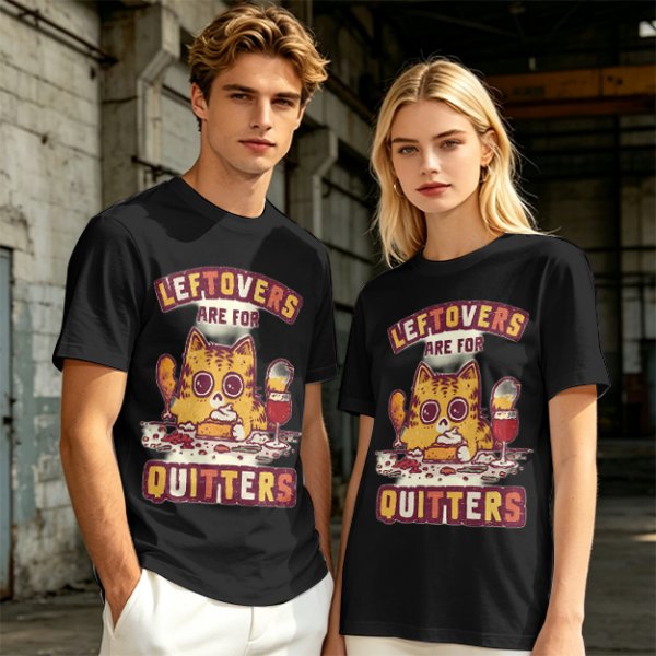 Leftovers Are For Quitters Cat Graphic T-Shirt