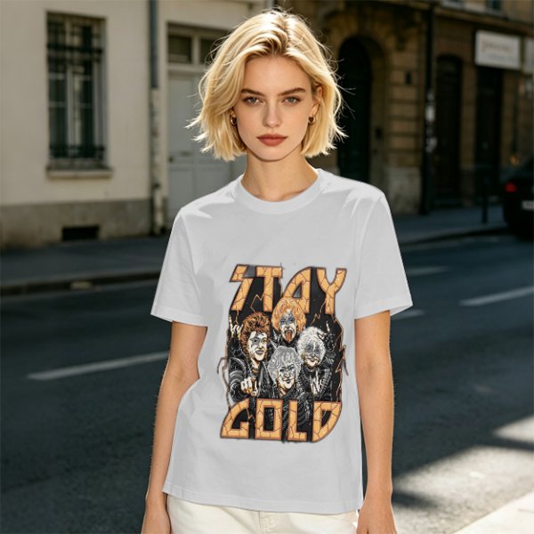 Olive Graphic T-Shirt with Stay Gold Rock Band Artwork