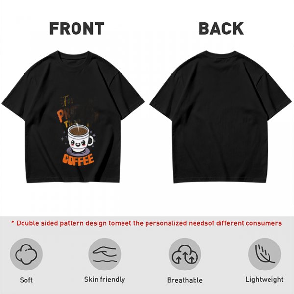 Olive Green T-Shirt With Cute Coffee Cup Graphic and Problem Solution Text