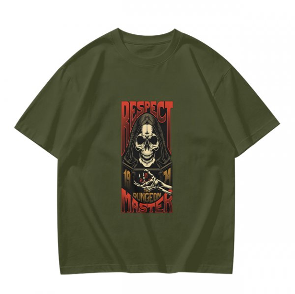 Respect Dungeon Master Grim Reaper Skull Graphic T-Shirt