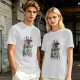 Oversized Army Green T-Shirt With 'Death By Coffee' Skeleton Print