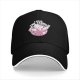 Black baseball cap with muscular Hello Kitty graphic and I Took The Stairs text