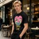 Olive Graphic T-Shirt with Raccoon and Opossum Trash Love Design
