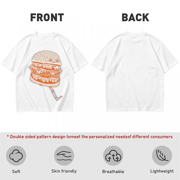 Olive T-Shirt With Cute Cartoon Hamburger Print