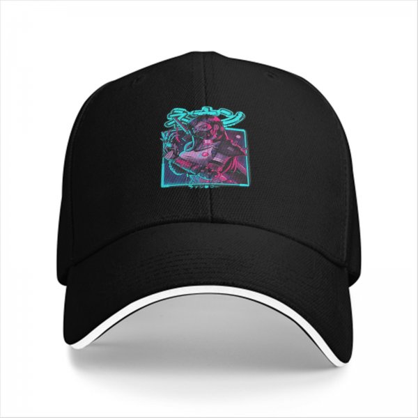 Black Baseball Cap With Cyberpunk Neon Samurai Graphic