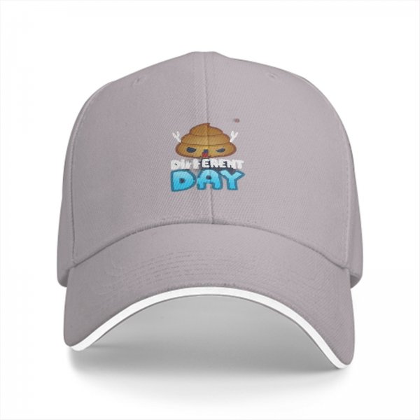 Black baseball cap with poop emoji graphic and 'Different Day' text