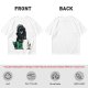 Olive T-shirt with cartoon dinosaur in Darth Vader helmet and chicken print