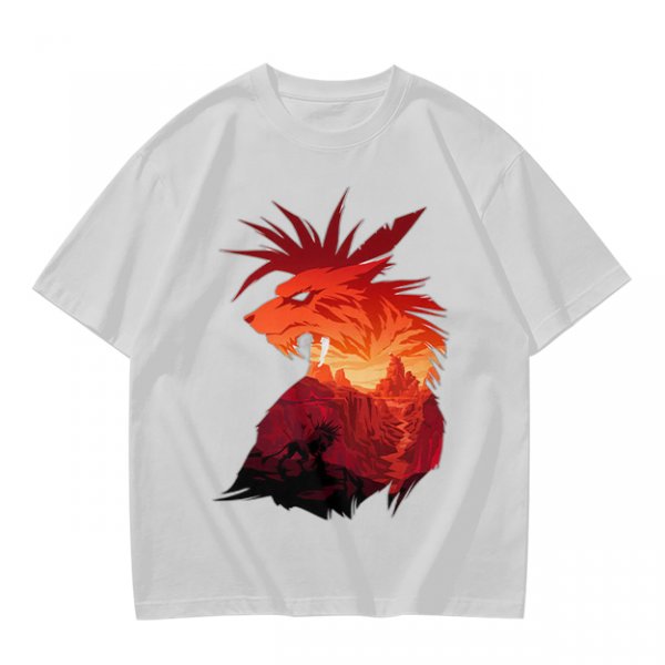 Olive T-Shirt With Fiery Lion Creature Graphic Print
