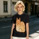 Olive Green T-Shirt With Cute Orange Tabby Cat Graphic
